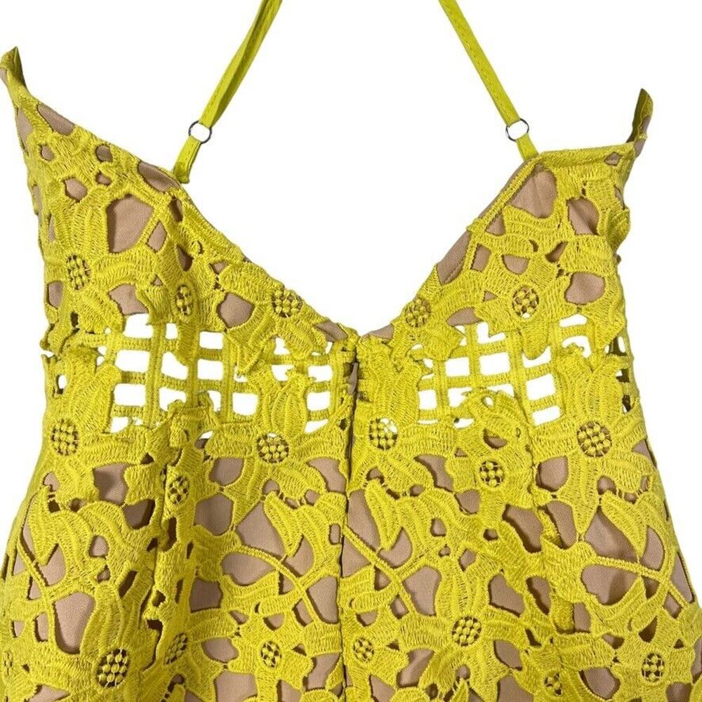 Lovers + Friends Bellini Yellow Lace Crochet Whimsigoth Fairy Dress Stretch M - Picture 14 of 16
